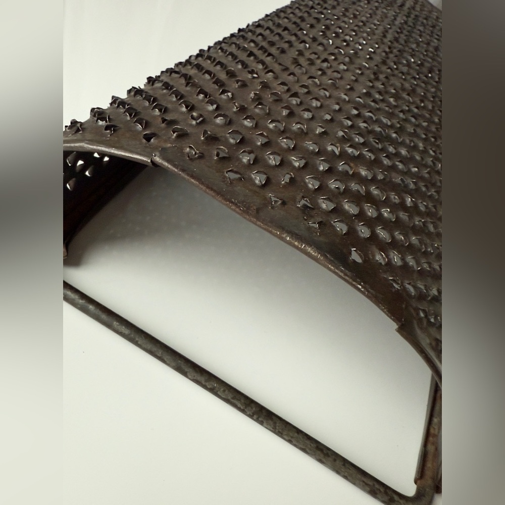 Antique, Early 1900s, Primitive, Punched Tin, Half-Round Vegetable Grater - Picture 10 of 10